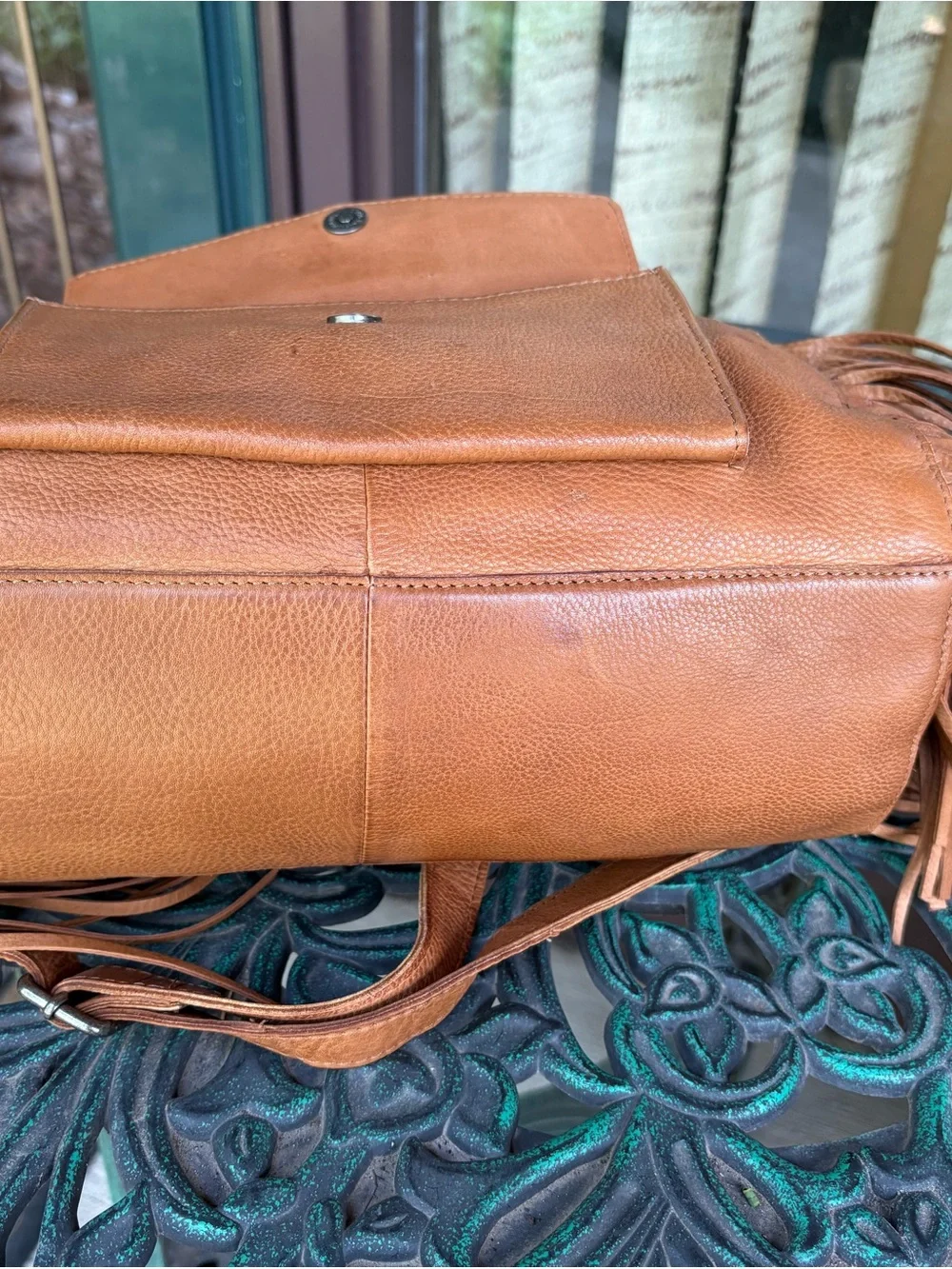 NWT Latico Leathers Grace Design Fringe Crossbody - Cognac